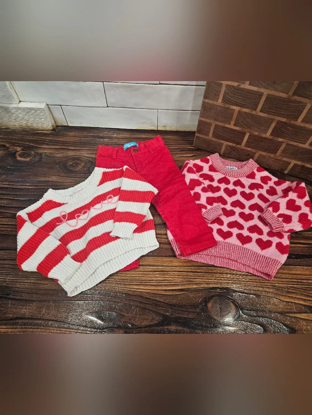 Toddler 12 Month Girl Heart Love Sweaters With Red Jeans